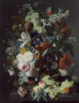 ヤン・ファン・ホイスム Painting - 花と果物のある静物画 1月2日 ヴァン・ホイスム